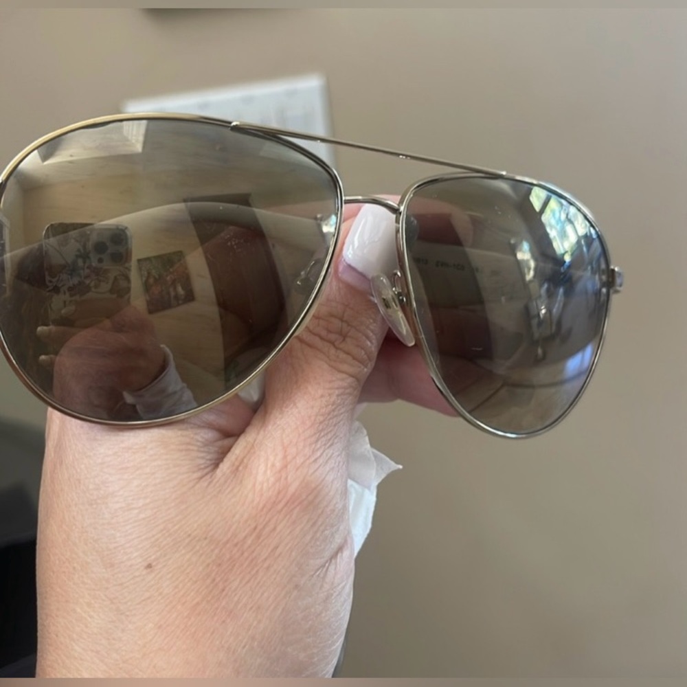 Prada SPR 52QS Aviator Sunglasses White Frame Silver Mirror Lenses - Picture 12 of 14